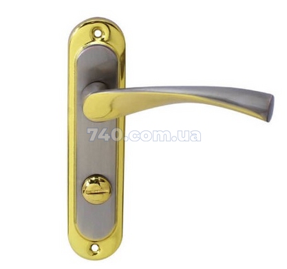 Дверна ручка на планці BRUNO Bravo 162 WC матовий нікель/золото (до механізму 1251) 40-714585 фото