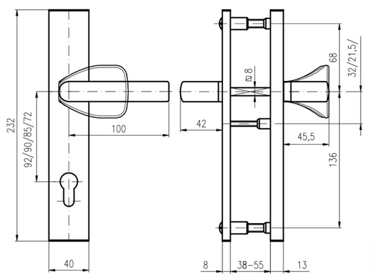 Фурнитура защитная ROSTEX R1/R4 R mov-mov din Plate 90мм Хром_полированный 22мм 38-55мм 3клас 804 Cr Комплект 40-0004005 фото