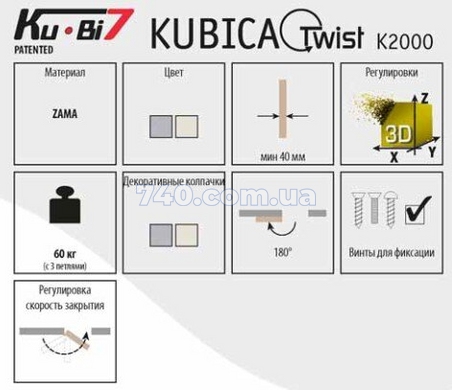 Дверная петля KOBLENZ Kubica Twist K2000 хром матовый 40-0035679 фото