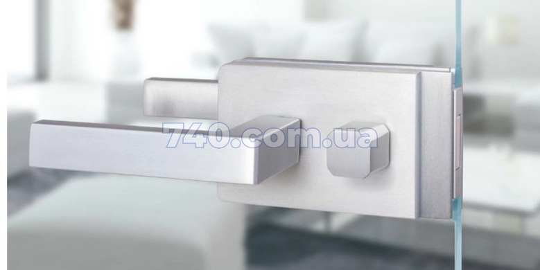 Комплект AGB Vitra B99970.01.01 (ручка+замок) для скляних дверей під WC, анодоване срібло 44-9881 фото