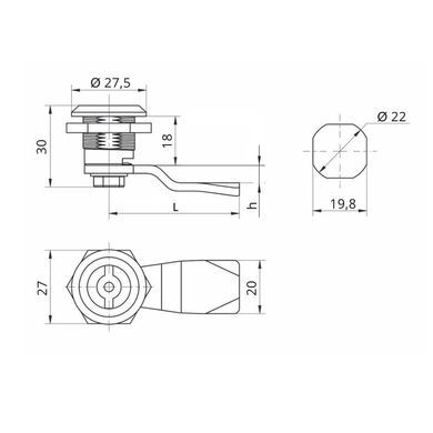 Замок для щитового оборудования RZ L1821.A.1-10845, пластик, двойная бородка 49-1732 фото