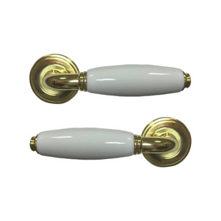 Дверна ручка MARIANI DORY/латунь полірована/біла кераміка 49-2800 фото