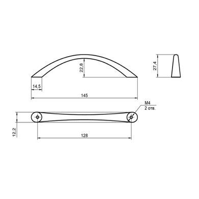 Ручка мебельная хром RZ 524-128, 128 мм 49-1645 фото
