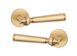 Дверная ручка STILE TUKA R 7S ST матовая латунь GOLD SATIN (тонкая розетка) 50-1235 фото