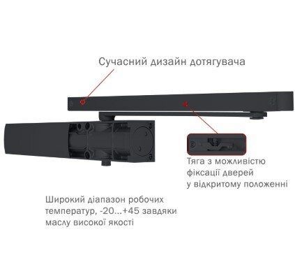 Дотягувач накладний RYOBI 1200 DS-1200T GREY_ANTHRACITE SLD_HO_ARM EN_2 40кг 850 мм 40-0003808 фото