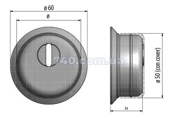 Дверной протектор AZZI FAUSTO F23 ANT с юбкой, прямоугольный, матовый хром, H25 мм 000005223 фото