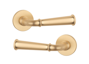 Дверна ручка STILE IBRA R 7S ST латунь матова GOLD SATIN(тонка розетка) 50-1139 фото