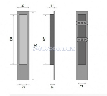 Ручка для розсувних дверей Tupai 1098Z 190x32 мм Хром полірований 40-031098 фото