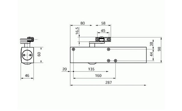 Дверной доводчик Geze TS 4000 1/2/3/4/5/6 до 120 кг с тягой, черный 49-3855 фото