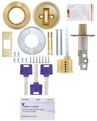 Замок врізний MUL-T-LOCK 1-WAY DEAD_BOLT DBM UNIV SHINY_BRASS BS60мм MTL400 3KEY DND3D_PURPLE_INS 2865 SP 50-1191 фото