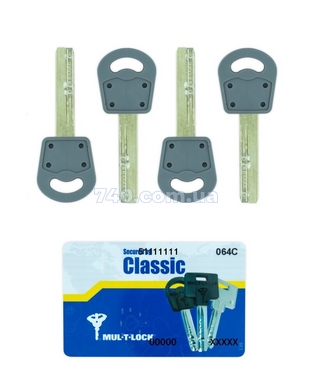 Комплект ключей MUL-T-LOCK CLASSIC 4KEY+CARD 430083 фото