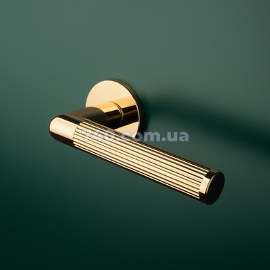 Дверна ручка APRILE Lobelia R 5S AS полірована латунь (на розеті super slim) 45-875 фото