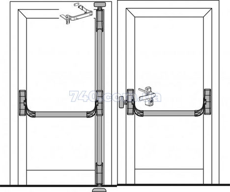 Комплект антипаніки FAPIM Oltre для двостулкових дверей, 3 точки замикання 44-7396 фото