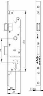 Дверні замки-рейки AKELIT 1800 мм. 28/85 з ригелем 40-0019530 фото