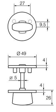 Щиток ABLOY LH001 wc_fin Round Фарба_біла Active 40мм наскрізь fe_jva Комплект, шток 5мм 44-9891 фото