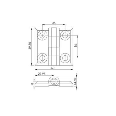Накладна плоска петля RZ 430-V1, 60х60 мм 49-1558 фото