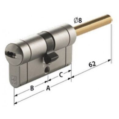 Цилиндр Mottura Champions Pro CP4P 62мм (31х Шток) ключ-тумблер хром, длина штока до 80 мм 40-0025040 фото