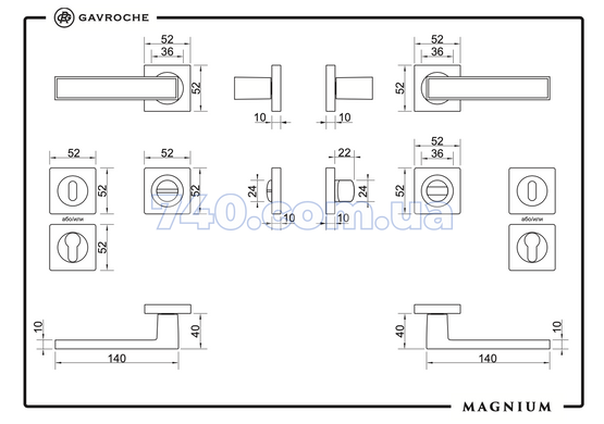 Дверная ручка GAVROCHE Magnium-Mg A3 черный/черный 49-190 фото