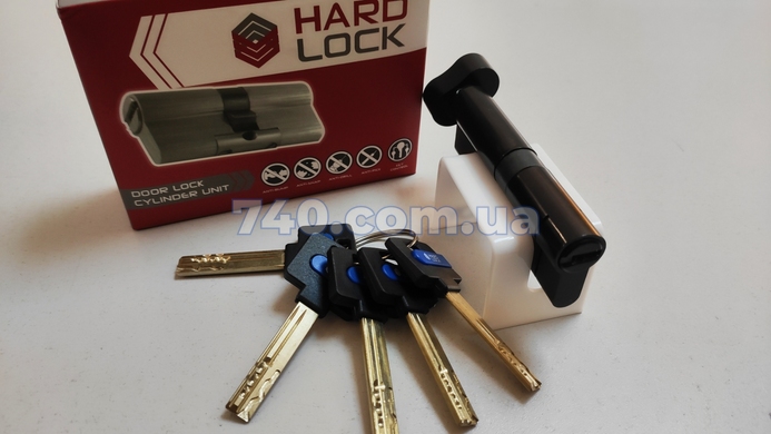 Циліндр HardLock серії К 90 мм (Т50x40) ключ-тумблер чорний 44-8829 фото
