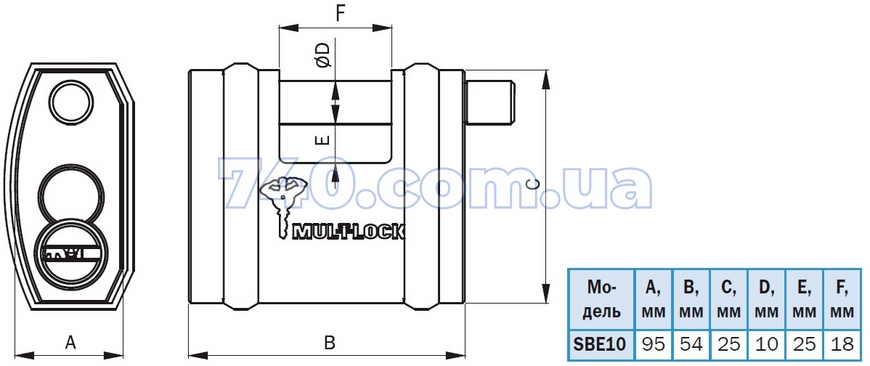 Навесной замок Mul-T-Lock sbne 10 Classic 40-0020027 фото