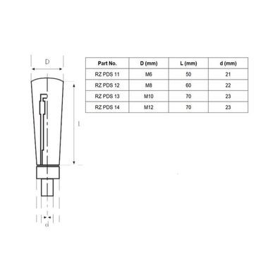 Рукоять коническая с резьбой RZ PDS 12, диам. 22 мм, М8 49-1660 фото