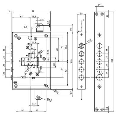 Дверной замок Mul-T-Lock 3-way Matrix DFMA0328M cr univ bs65мм 3key MTR_M 100мм w/o_sp 40-0019882 фото