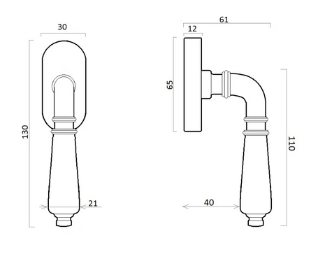 Ручка оконная Fadex Antik DK130. S01 - матовая латунь 43-00761102 фото